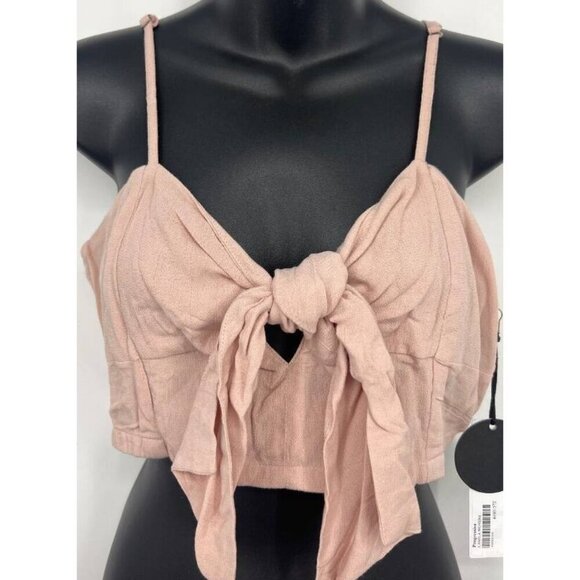 Amuse Society Pink Crop Top Blouse Size Medium M Mauve Shirred Women NWT New - Picture 2 of 7